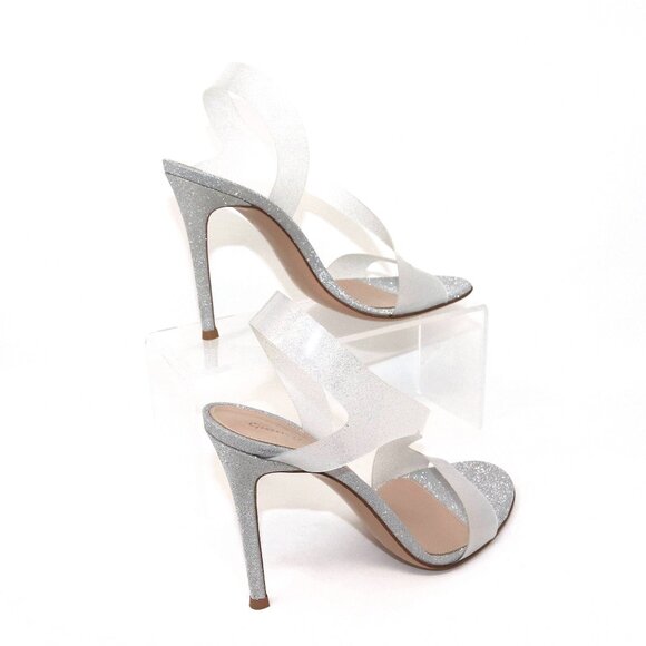 NEW Gianvito Rossi "Metropolis" 105 Glass Glitter Plexi Slingback Sandal Heels - Picture 9 of 16